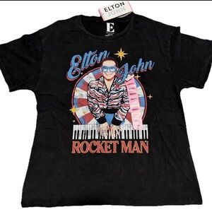 Elton John Rocket Man Ladies Women T-shirt Medium Official Merch Rhinestones NWT